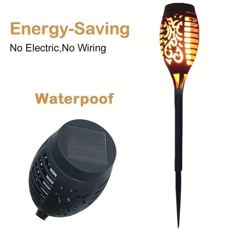 12 LED Solar Flame Lights: Ideal for Outdoor Use - Suitable for Patios, Gardens, Camping, Paths and Lawn Decorations - Polycrystalline Silicon Solar Panel - Waterproof and Heat Resistant - No Remote Control - Easy Installation - No Batteries Included