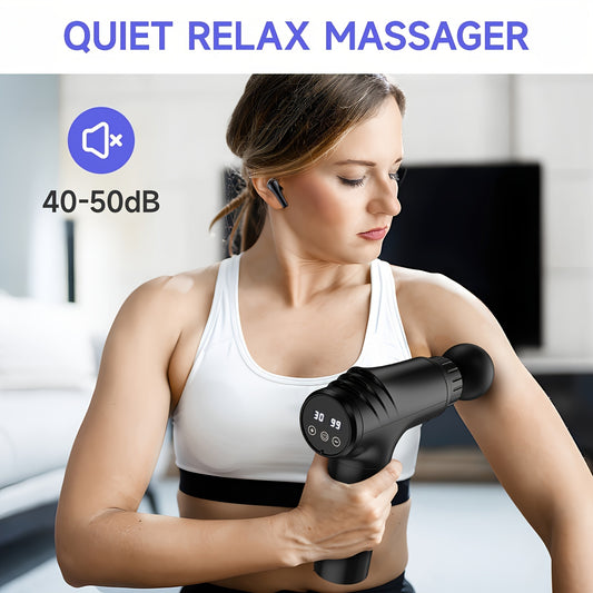 Deep Tissue Massager, with LCD Display, Portable Muscle Massage Gun, Suitable for Relaxing the Body, Back and Neck, with 6 Attachments, Perfect Gift