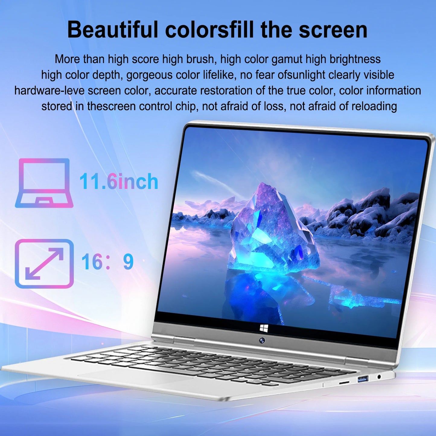 11.6 Inch Laptop 8GB Ram 256GB SSD Windows 11 Notebook Pc Gamer N4020 Office Computer with Wifi Camera