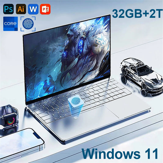 15.6' Office Study Laptop Computer Windows 11 32GB DDR4 1TB SSD N95 Unlock Notebook PC Computer FHD Display