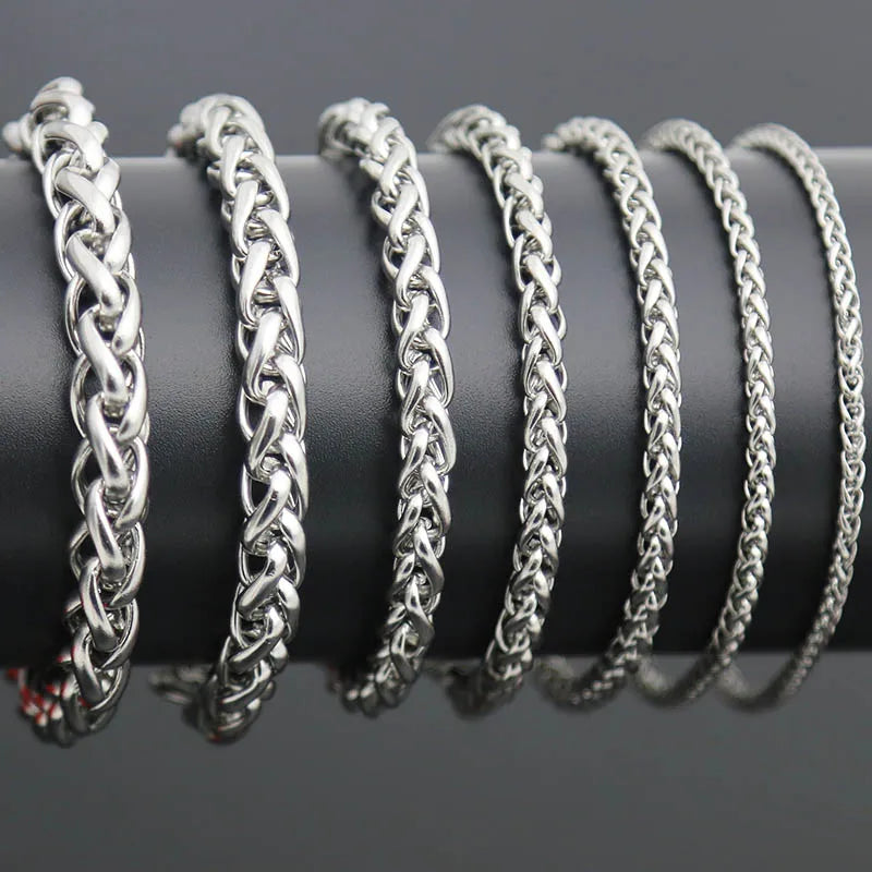 Fashion Chain 316L Stainless Steel Bracelet 3mm 4mm 5mm 6mm 7mm Lanterns Necklace Bracelet For Women Men Girl Boy