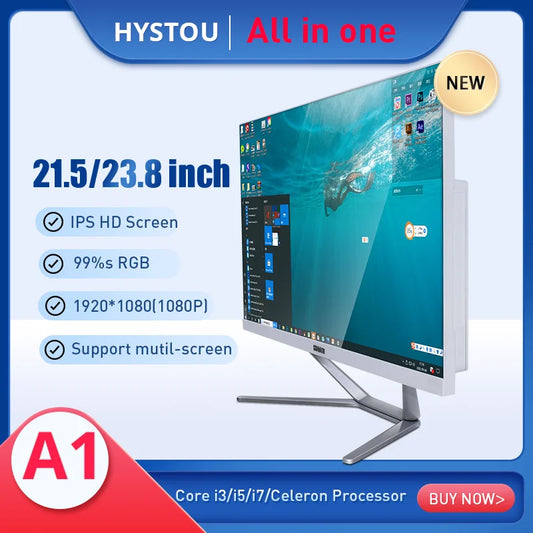 Factory Price HYSTOU Monoblock Desktop All in One PC Computer 23.8 Inch Monitor Intel Core i5 i7 for Gaming Office