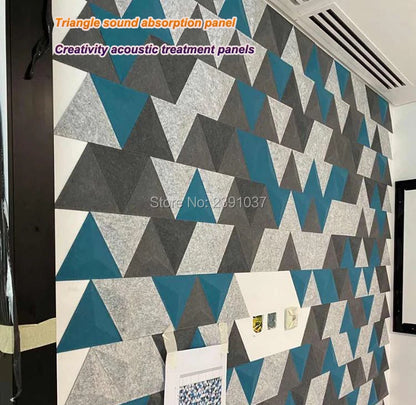 Eco-friendly Polyester Material Acoustic Wall Panel, Creativity, Triangle Acoustic Treatment, 1 Pack, 32Pcs