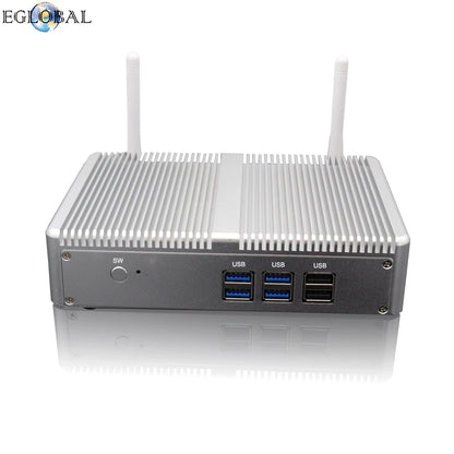 Eglobal Cheapest Small TV Box Mini PC Win10 Fanless Barebone Desktop Intel N3150 N3700 Quad Core 2Lan 2HDMI 4K HTPC Computer