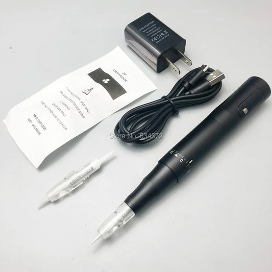 Black Wireless Permanent Makeup Machine Eyebrow Tattoo Machine Pen With Cartridges