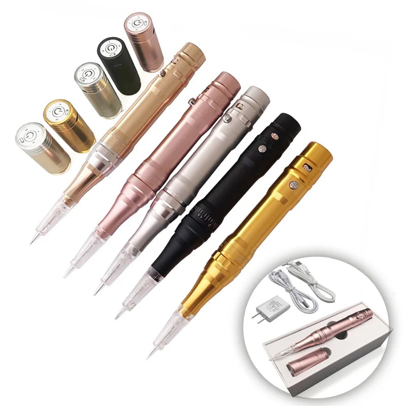 5-Colors Professional Wireless Permanent Makeup Eyebrow Tattoo Machine Pen / Cartridge Needles