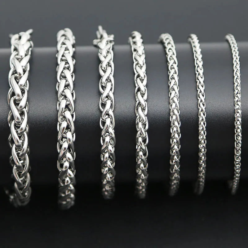 Fashion Chain 316L Stainless Steel Bracelet 3mm 4mm 5mm 6mm 7mm Lanterns Necklace Bracelet For Women Men Girl Boy