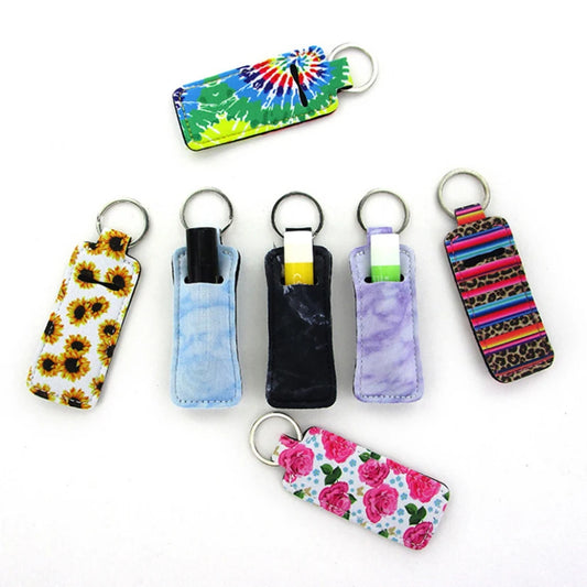 Portable Lip Balm Lipstick Packaging Bag Printed Lightweight  Storage Case Travel Home Organize Hanging Bag with Keychain