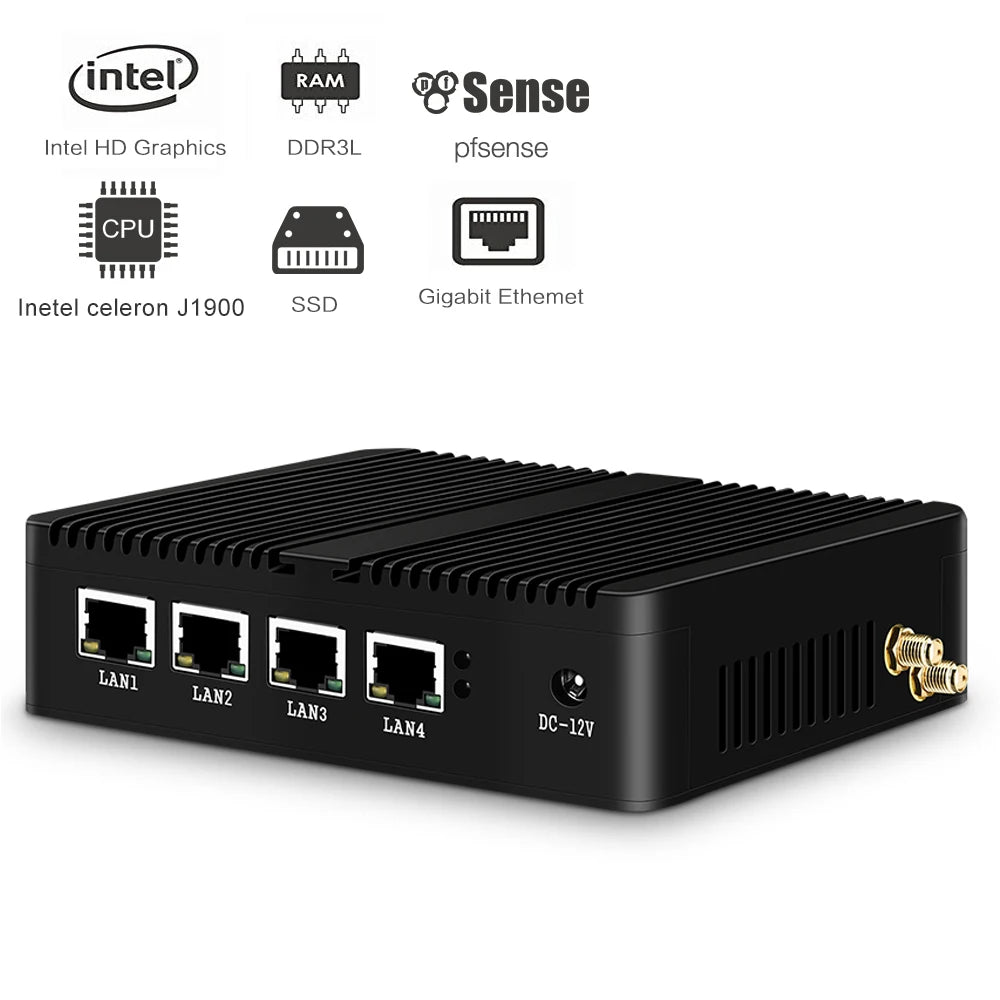 XCY Industrial Computer mini pc J4125 Fanless Intel Celeron J1900 Windows 10 Linux Ubuntu Desktop pfsense Firewall Barebone