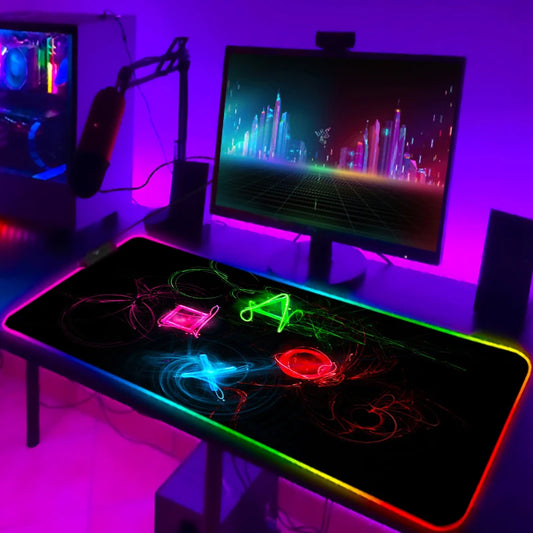 Mouse Pad With Backlight Deskmat Anime Mousepad PS4 Gamer Desk Computer Mouse Pad 900 × 400 Gaming Pc Gamer Full Led Mat Diy Rug