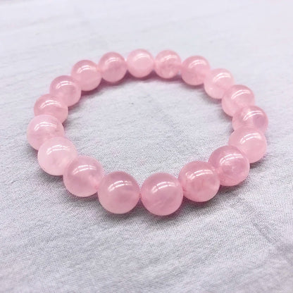 Wholesale Pink Rose Powder crystal Quartz Natural Stone Streche Bracelet Elastic Cord Pulserase Jewelry Beads Lovers woman Gift