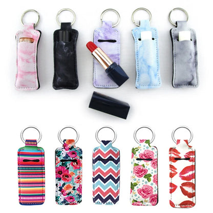 Portable Lip Balm Lipstick Packaging Bag Printed Lightweight  Storage Case Travel Home Organize Hanging Bag with Keychain