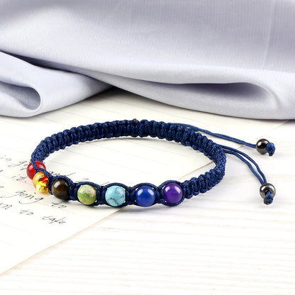 Handmade 7 Chakra Beads Bracelet 6mm Natural Stone String Braided Yoga Reiki Healing Balance Bracelets & Bangles Meditation Gift