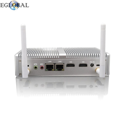 Eglobal Cheapest Small TV Box Mini PC Win10 Fanless Barebone Desktop Intel N3150 N3700 Quad Core 2Lan 2HDMI 4K HTPC Computer