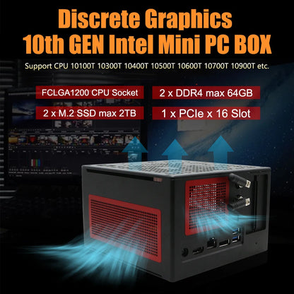 Eglobal DIY Gaming PC Intel Core 10th i7 10700T i9 10900T Desktop CPU Windows 11 Mini ITX Computer HDMI2.0 DP1.2 4K Display HTPC