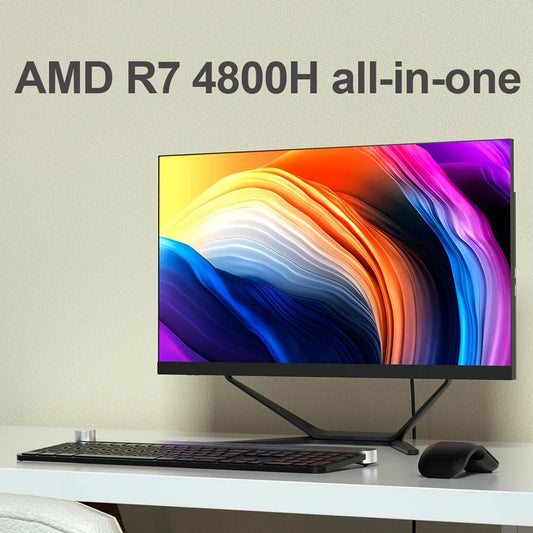 All-in-One Computer Ultra-thin 23.8 inch IPS Monitor 7nm AMD Ryzen 7 4800H Desktop PC Gamer 2*DDR4 NVMe SSD Windows 10 AX WiFi6