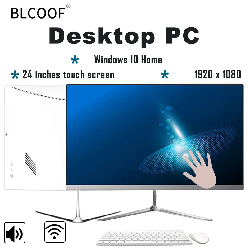 Touch Screen All-in-One Desktop10-Point Capacitive 24" Gaming Pc Desktop Computer Complete Full Set Support Wifi Pc All In One