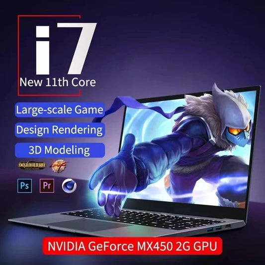 2024 New Ultraslim Dedicated Gaming Laptop 15.6 Inch Intel Core i7-1260+MX550 4Gvideo  NVIDIA   RAM Fingerprint office Notebook