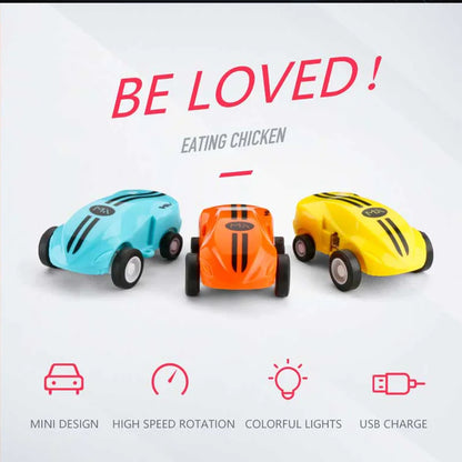 Mini RC Car High Speed Fast 360 Degree Rotation Luminous Stunt Turn Trick Drift Small Car with Light USB Charging Children Gift