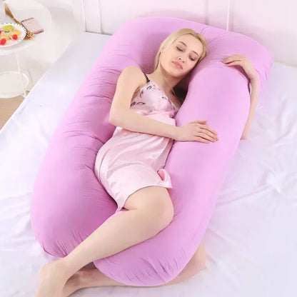 Pregnant Women Long Pillow Soft Pure Cotton Waist Support Backrest U-shaped Cushion Multifunctional Full Body Maternity Pillow