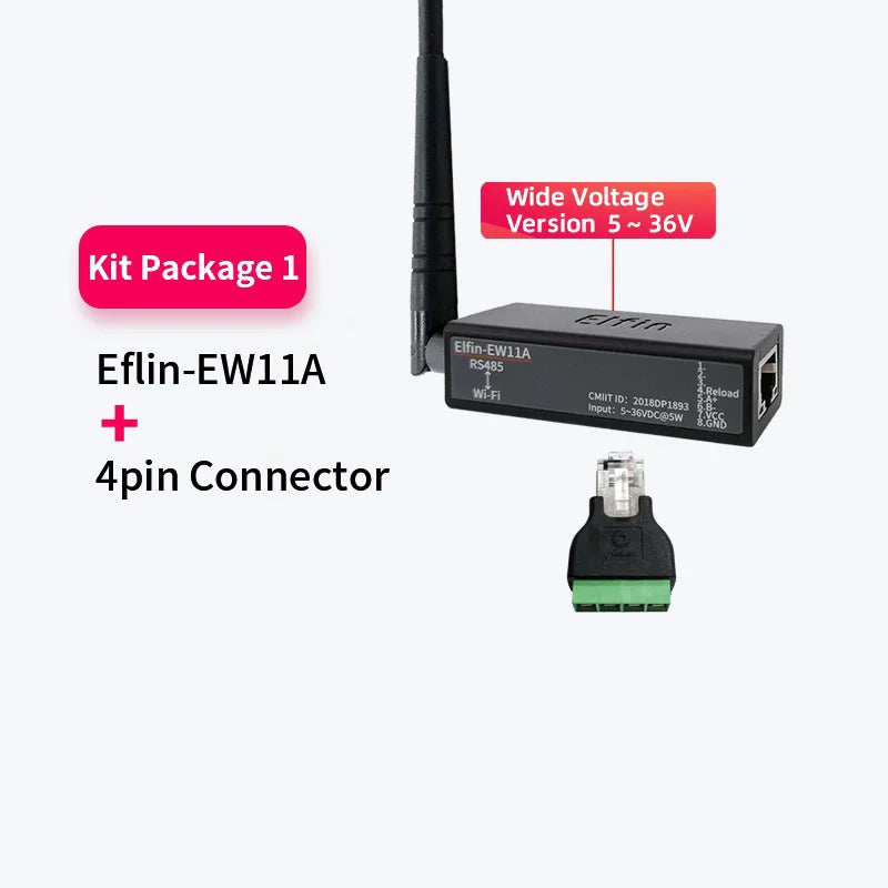 Elfin-EW11A Serial Port RS485 to WiFi Serial Device Server Support TCP/IP Telnet Modbus TCP Protocol IOT Data Transfer Converter