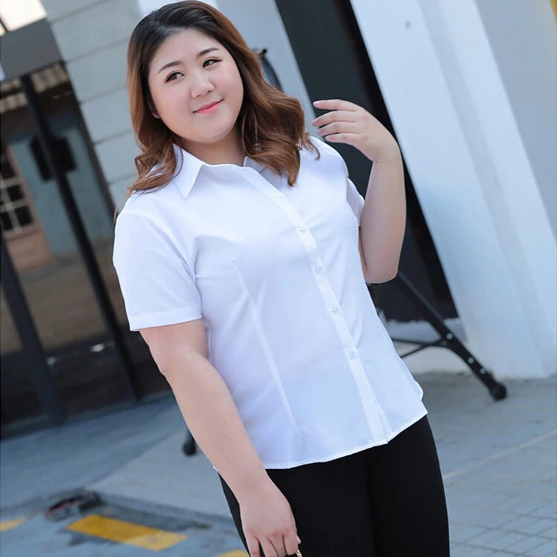 Plus Size White Shirt Women Spring New Office Lady Working Clothes Long Sleeve Bottom Blouse Korean Fashion SlimWomen Clothing