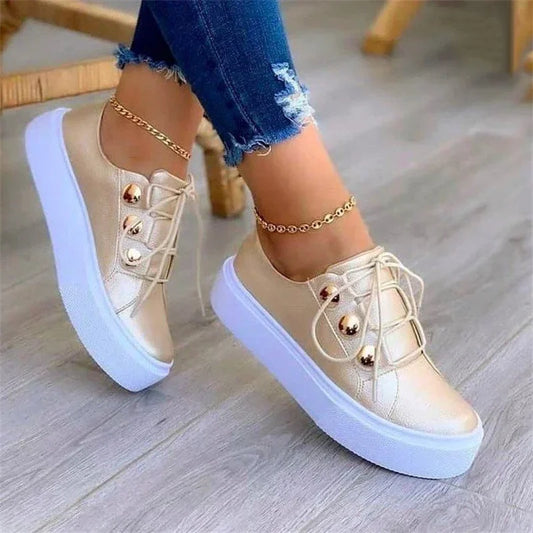 2024 Women Casual Sneakers Woman Fashion Spring Leather PU Sneakers Female Platform Vulcanize Shoes Zapatillas De Mujer