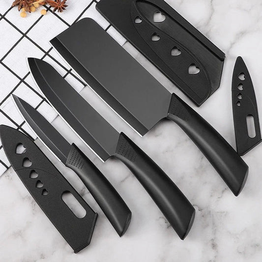 Black Non-slip Plastic Handle Stainless Steel Kitchen Knives Set Fruit Knife Slicing Knife Multifunctional Knife For Household