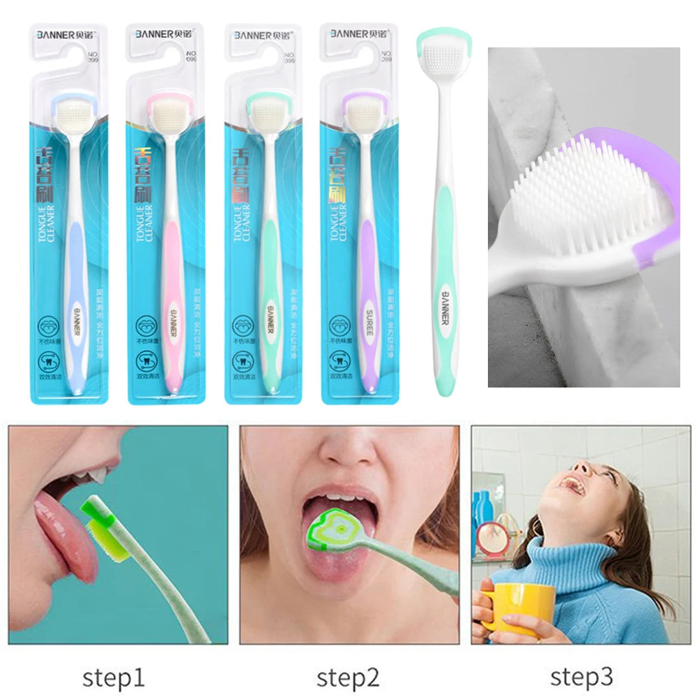 Soft Silicone Tongue Cleaner For Adult Double-sided Tongue Cleaning Tool Reusable Tongue Scraper Brush Oral Hygiene Care Tool