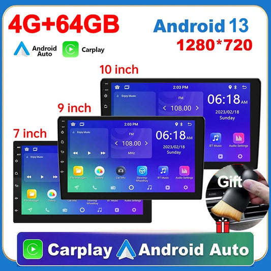 Android 13 2 Din Car Radio Autoradio 64G 7"/9"/10" Universal WIFI GPS Car Audio Multimedia Player For Hyundai Nissan Toyota Kia