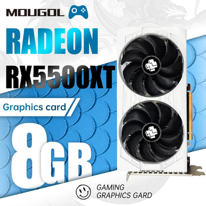 MOUGOL AMD Radeon RX5500XT 8GB Graphics Card GDDR6 Memory GPU HDMI-Compatible DP for Desktop Computer White Gaming Card