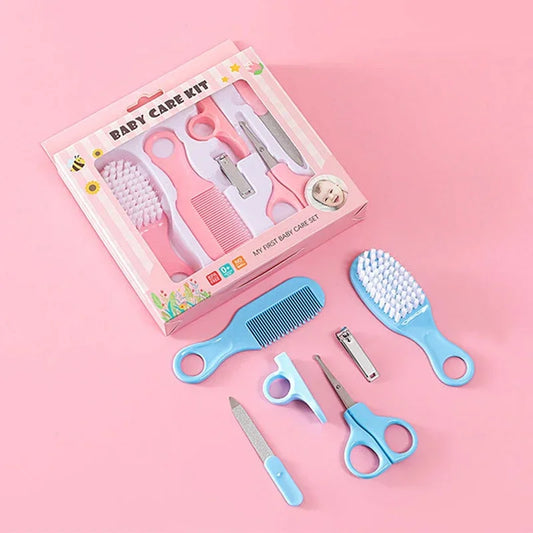 6pcs Baby Care Set Hair Comb Grooming Brush Set Nail Trimmer Scissors Clipper Hygiene Kit Healthcare Tools Sets for Toddler Gift