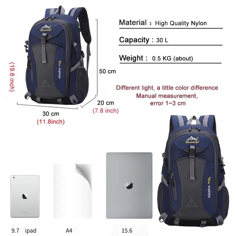 Classic Men Backpack Nylon Waterproof Men Casual Outdoor Travel Backpack Hiking Camping Mountaineering Backpack Sports Bag Women