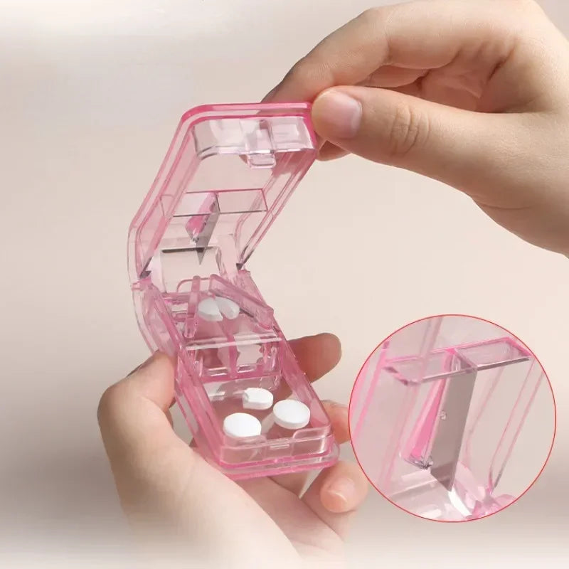 Portable Pill Cutter Split Medication Storage Tablet Cutter Cutting Slicer Home Pill Box Dispenser Pill Box Personal Health Care