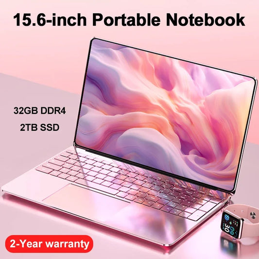 Portable 15.6" Laptop 32GB Ram DDR4 2TB SSD Windows 11 Notebook Pc Gamer Intel N5095 Office Computer with Backlit Fingerprint