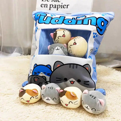 Creative Cat Snack Pillow Pudding Decorative Stuffed Dolls With Cat Pudding Kawaii Toy Cute Plush Plush Pillow Animal Gifts New