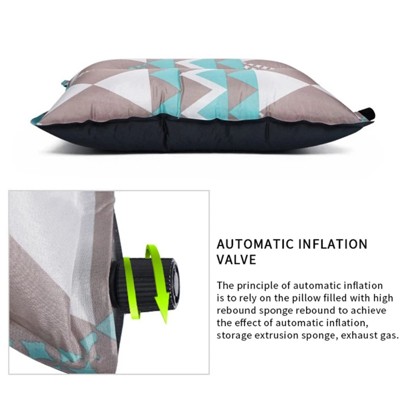 Automatic Inflatable Pillow Tent Camping Hiking Foldable Equipment Travel Sleeping Pillows Comfortable Portable Storage Bag