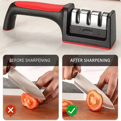 3/4 section Quick knife sharpener Multi-functional hand-held whetstone non-slip knife sharpener Kitchen tool