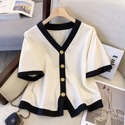 Plus Size Women's Summer Outfit One-piece Set Fashionable Age-reducing Slimming Body Shaping Casual Bell Bottoms Two-piece Suit