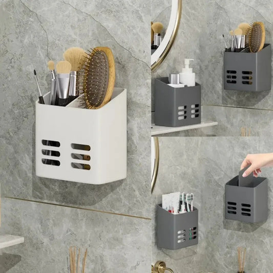 Bathroom Shelf Makeup Storage Organizer No Drill Toiletries Shelves Wall Mount Comb Skin Care Product Rack Bathroom Accessories