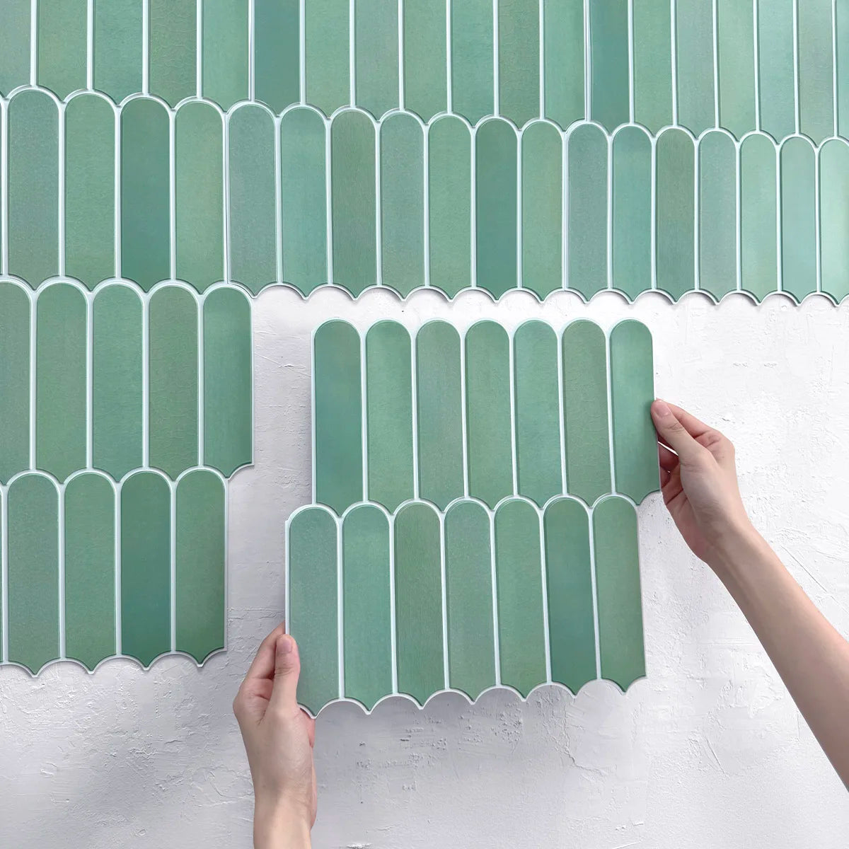 1/10pcs 3D Peel and Stick Green Tile 3D Tile Sticker Bathroom Wall Tile Kitchen Tile Backsplash Self Adhesive Wall Panel 30x30cm