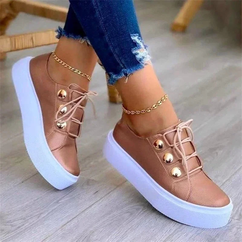 2024 Women Casual Sneakers Woman Fashion Spring Leather PU Sneakers Female Platform Vulcanize Shoes Zapatillas De Mujer