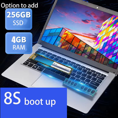 GMOLO 2023 Cheap 14inch Slim Portable School Laptop Computer 4GB RAM 64GB + M.2 SSD Windows 10 Netbook PC