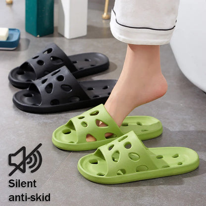 Bathroom House Cheese Slippers Light Weight Water Leaky Beach Flip Flop Non-slip Pool Swimming Aqua Shoes