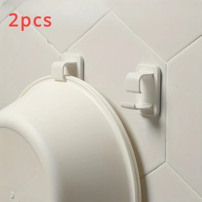 2pcs Washbasin Hooks Adhesive Hooks Storage Rack Wall-Hung Washbasin Holder Home Bathroom Kitchen Supplies