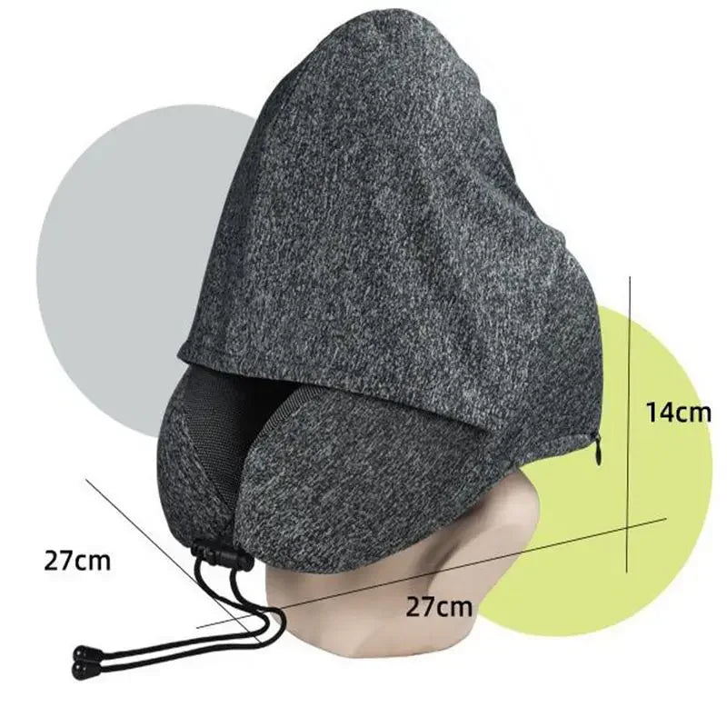 New U-Shaped Sun Shade Hooded Pillow Travel Home Seat Office Car Airplane Neck Pillow Lightweight Sleeping Mat