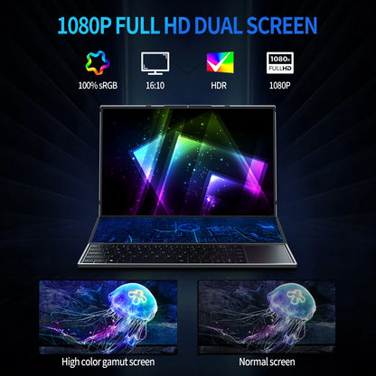 Topton Dual Screen Gaming Laptop 16 Inch IPS + 14'' Touch Intel i9-10885H I7-10750H Max 64GB 4TB Slim Notebook Gamer PC Computer