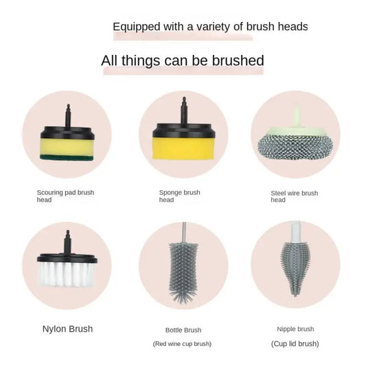 Electric Cleaning Brush Automatic Wireless Dishwashing Brush USB Rechargeable Kitchen Bathtub Tile Professional Cleaning Brushes