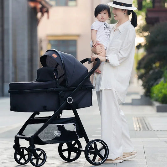 High Landscape Stroller Multifunctional Lightweight Newborn Stroller Folding Two-way Children's Stroller  Adjustable Backrest