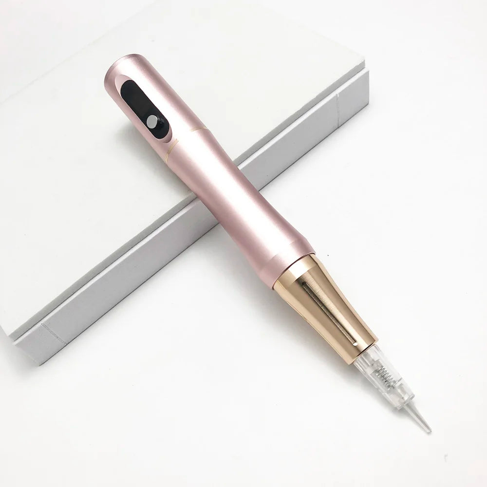 High Quality PInk LED Permanent Makeup Tattoo Eyebrow Machine With Screw Needles Cartridge